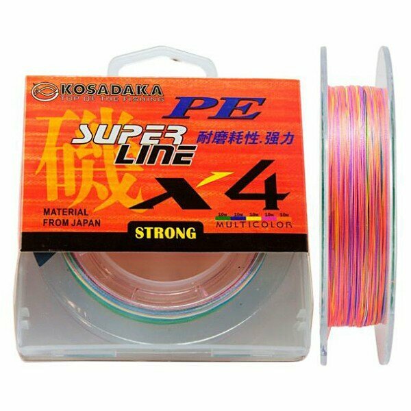 Шнур плетен. Kosadaka "SUPER LINE PE X4" 150м цв. multicolor; 0.18мм; 10.1кг