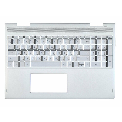 Клавиатура (топ-панель) для ноутбука HP Envy x360 15-BP серебристая с серебристым топкейсом клавиатура топ панель для ноутбука sony vaio svs15 серебристая с серебристым топкейсом