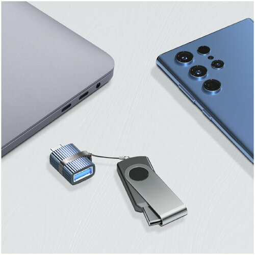 Переходник Deppa OTG Adatper [USB-C + USB 3.0], Синий 73133