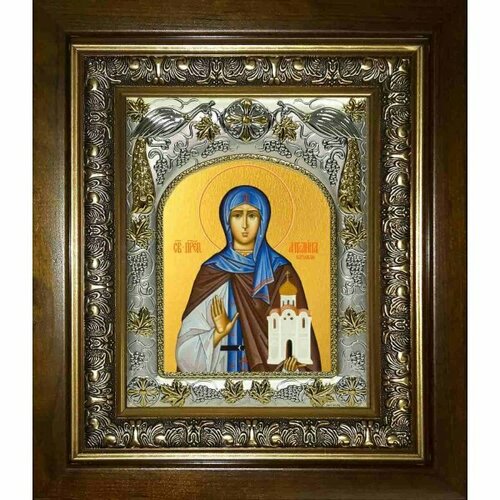 Икона Ангелина Сербская, 14x18 см, в деревянном киоте 20х24 см, арт вк-2563