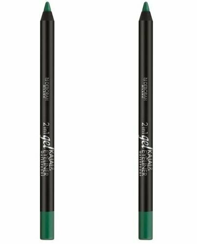 Карандаш для век гелевый 2 in 1, Deborah Milano, Gel Kajal & Eyeliner Pencil, тон 11 светло-зеленый, 1.4 г, 2 шт
