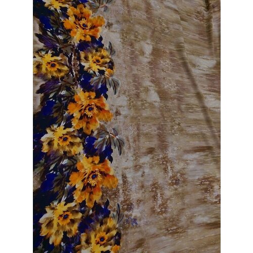 Ткань Плательная шерсть принтованная цветами