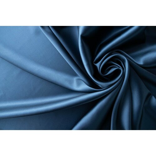 Ткань темно-синий атлас с эластаном ткань шармуз темно синий с эластаном