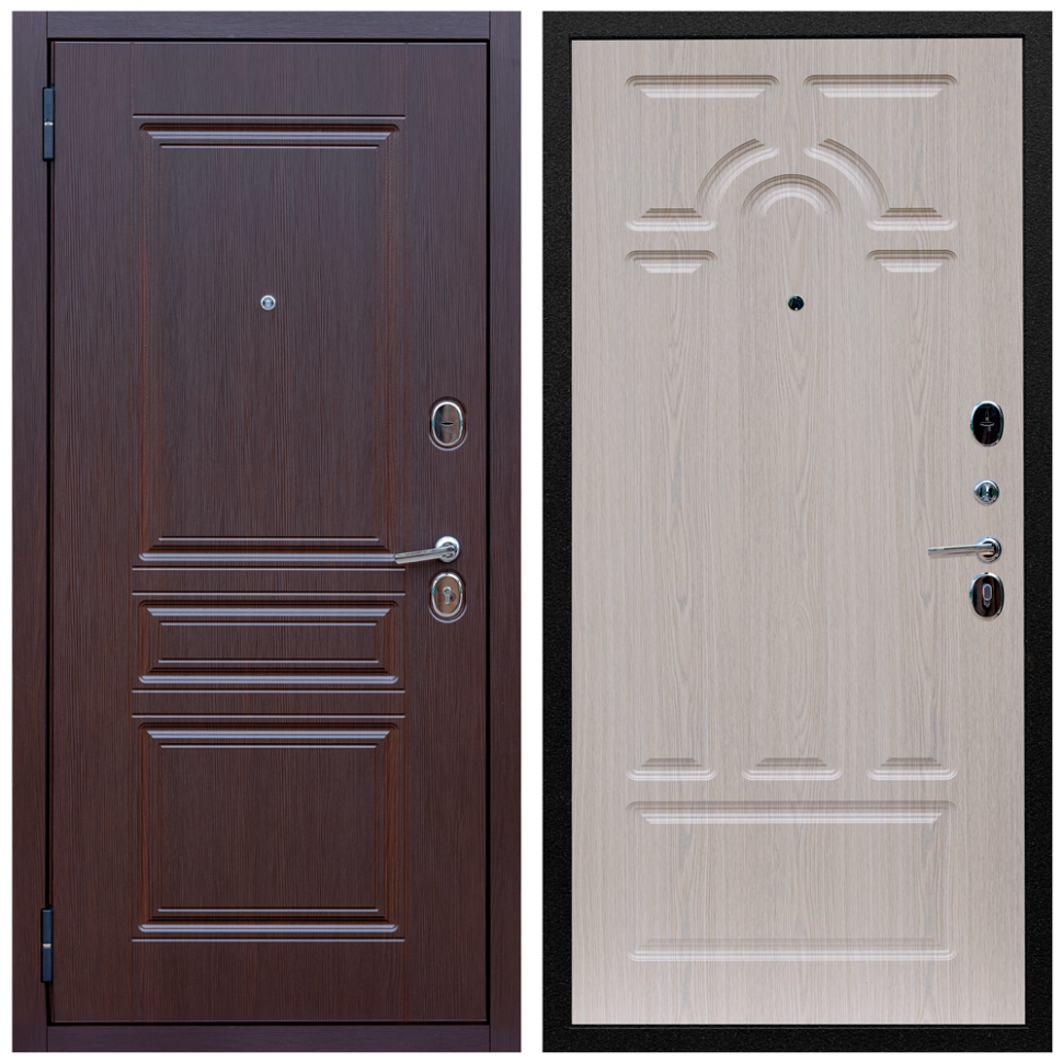 фото Входная дверь Армада Экстра МДФ 10 мм ФЛ-243 Лиственница шоколад; МДФ 16 мм ФЛ-58 Дуб белёный