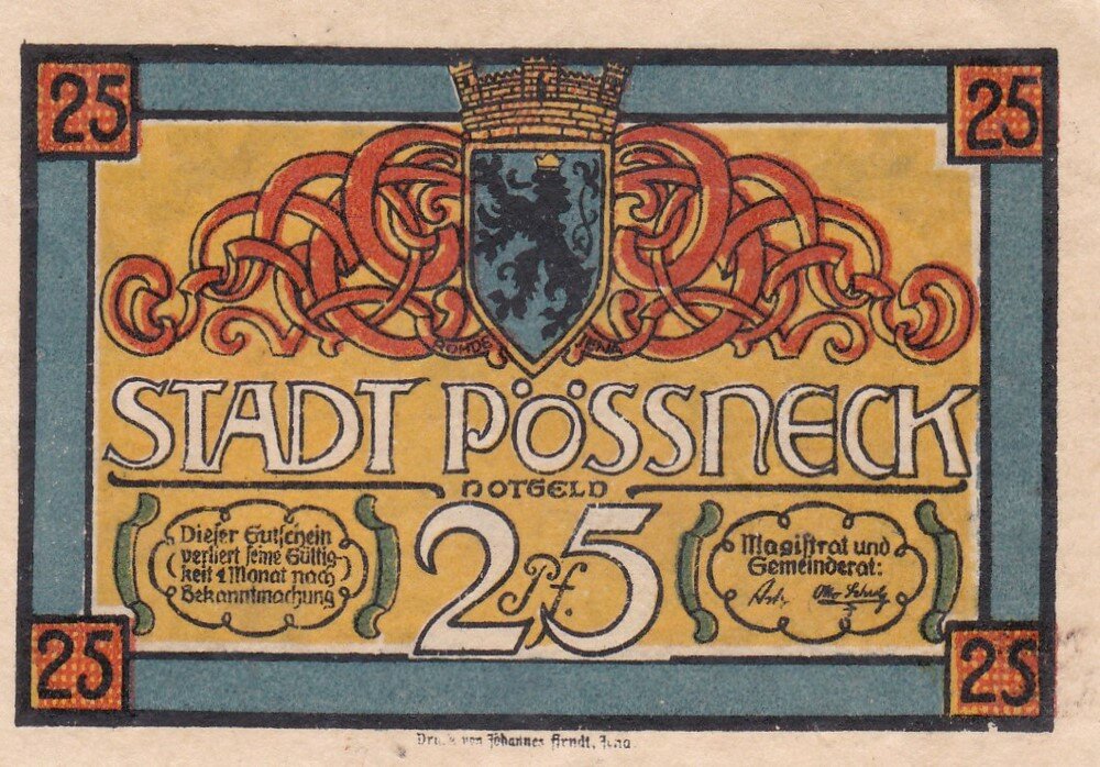 Германия (Веймарская Республика) Пёснек 25 пфеннигов 1921 г. (Вид 3)