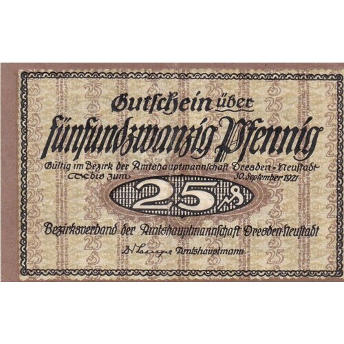 Германия (Веймарская Республика) Дрезден 25 пфеннигов 1921 г. (2)