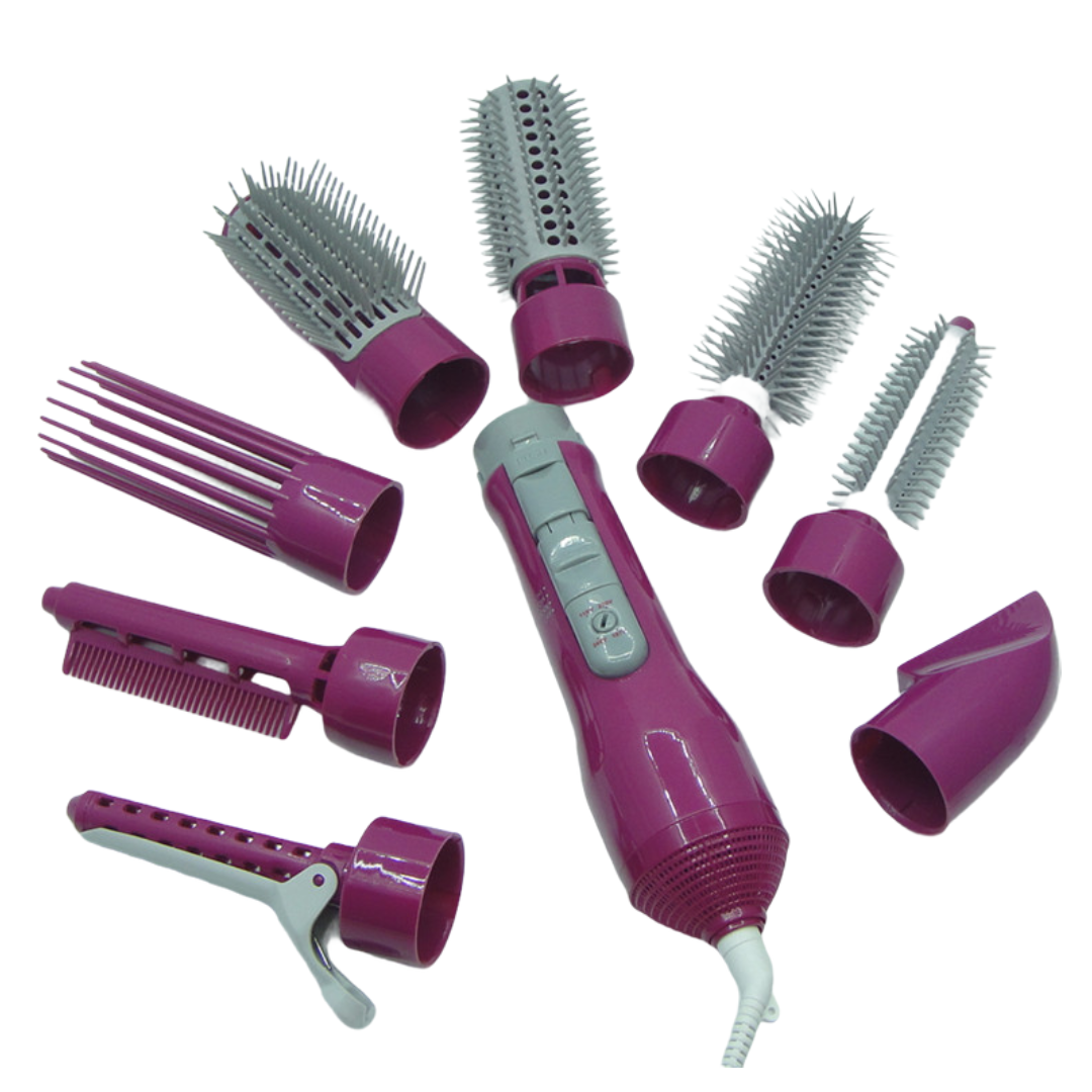 фото Многофункциональный щипцы-фен MyPads для завивки волос с насадками 8 шт для объема волос