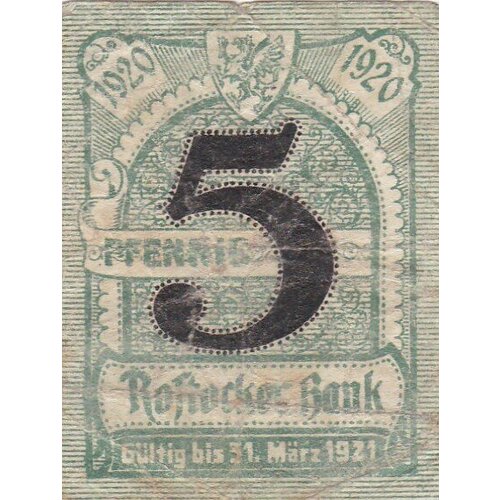 Германия (Веймарская Республика) Росток 5 пфеннигов 1920 г. (2)
