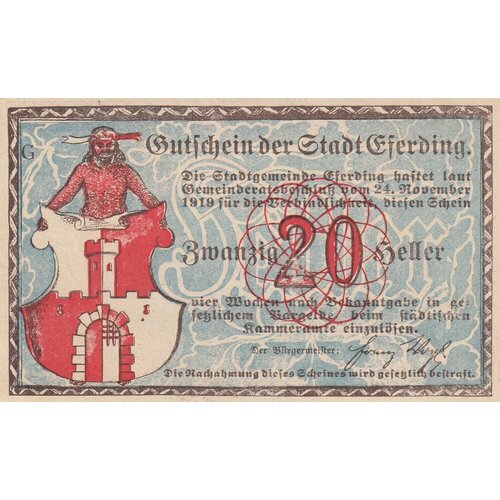 Австрия, Эфердинг 20 геллеров 1919 г. (G) австрия эфердинг 20 геллеров 1919 г u