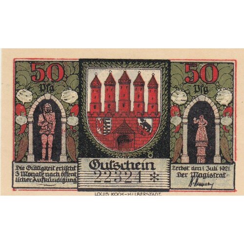 Германия (Веймарская Республика) Цербст 50 пфеннигов 1921 г. (R) германия веймарская республика цербст 10 пфеннигов 1921 г 5