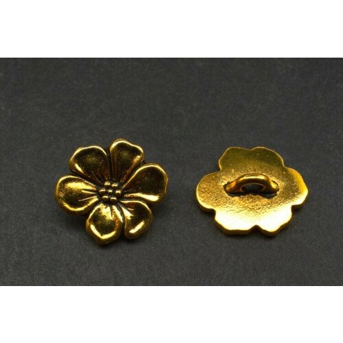 Пуговица TierraCast Цветок яблони 16мм, отверстие 2,2мм, цвет античное золото, 94-6549-26, 1шт