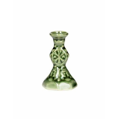 Подсвечник церковный керамический Рождественский зеленый, подсвечник для свечи религиозный, d - 5 мм под свечу