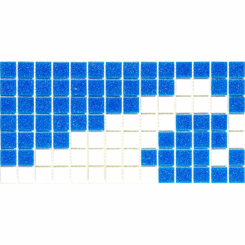 Бордюр из цветного стекла чип 20 Alma BE117(m) синий белый квадрат глянцевый