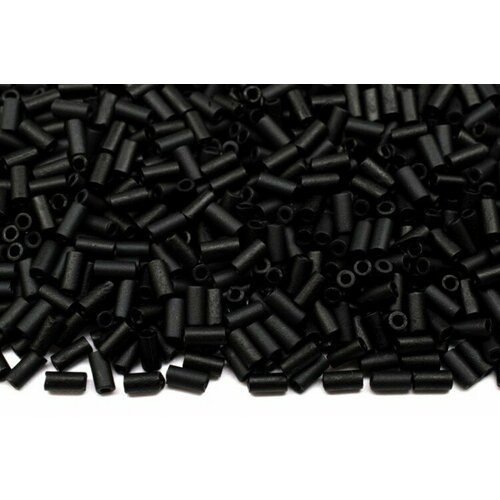 Бисер японский Miyuki Bugle стеклярус 3мм #0401F черный, матовый непрозрачный, 10 грамм
