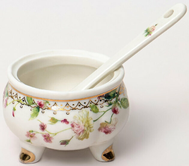 Баночка для джема с ложкой 50 мл 'стефания' / баночка для варенья / фарфор