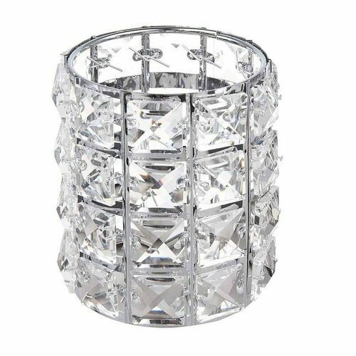 Органайзер для косметических принадлежностей Crystal Silver 9,5х9,5х12 см, металл + хрустальное стекло, цвет серебряный, Kassatex, США, CRY-OR-SLV