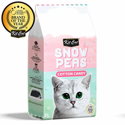 Kit Cat Snow Peas Cotton Candy наполнитель для туалета кошки биоразлагаемый на основе горохового шрота Сахарная Вата - 7 л kit cat snow peas lavender наполнитель комкующийся биоразлагаемый на основе горохового шрота для туалета кошек с ароматом лаванды 7 7 л