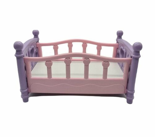 Мебель для кукол TOY MIX Кроватка для куклы сиренево-розовая РР2015-058