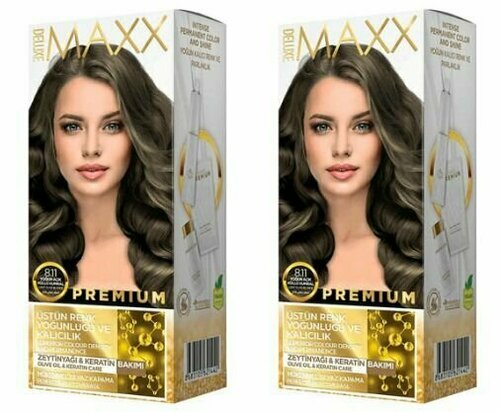 MAXX DELUXE PREMIUM HAIR DYE KIT Набор для окрашивания волос 8.11 Интенсивно пепельно-русый, 2 шт.