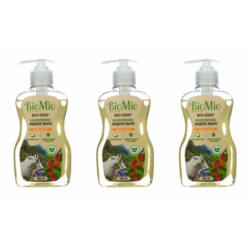 BioMio Жидкое мыло экологичное Bio-Soap с маслом абрикоса, 300 мл, 3 шт