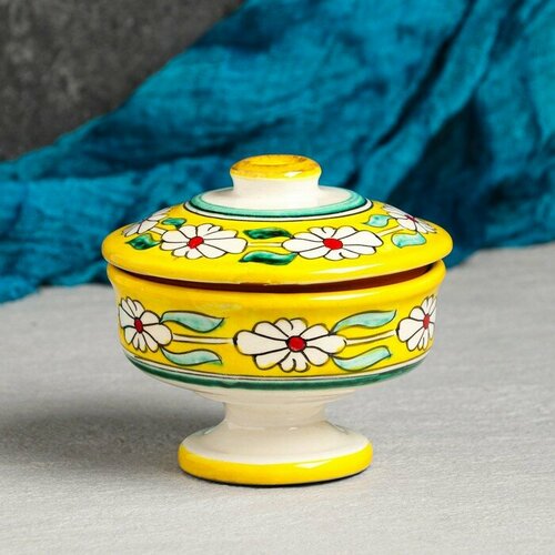 SUI Сахарница Риштанская Керамика Узоры 250 мл желтая 867₽