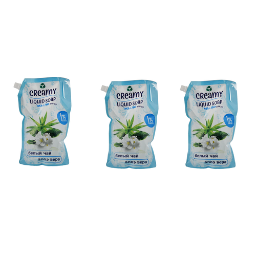 CREAMY Жидкое мыло, белый чай и алоэ вера, 1250 мл, 3 уп