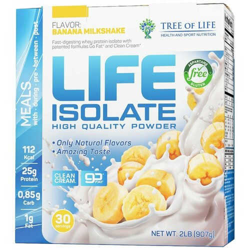 Tree of Life Life Isolate 907 гр (банановый молочный коктейль) протеин изолят tree of life life isolate 2lb 907 гр манго