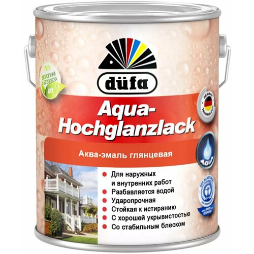 Аква эмаль глянцевая Dufa Aqua Hochglanzlack 2 л белая