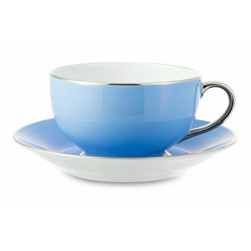 Чашка чайная с блюдцем Legle Под солнцем 280 мл, фарфор, голубая, п/к
