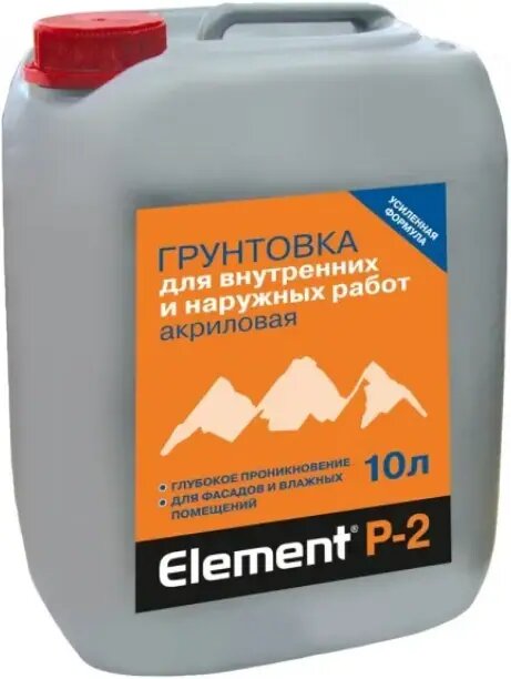 Грунтовка Акриловая Element P-2 10л Белая Alpa Влагостойкая.