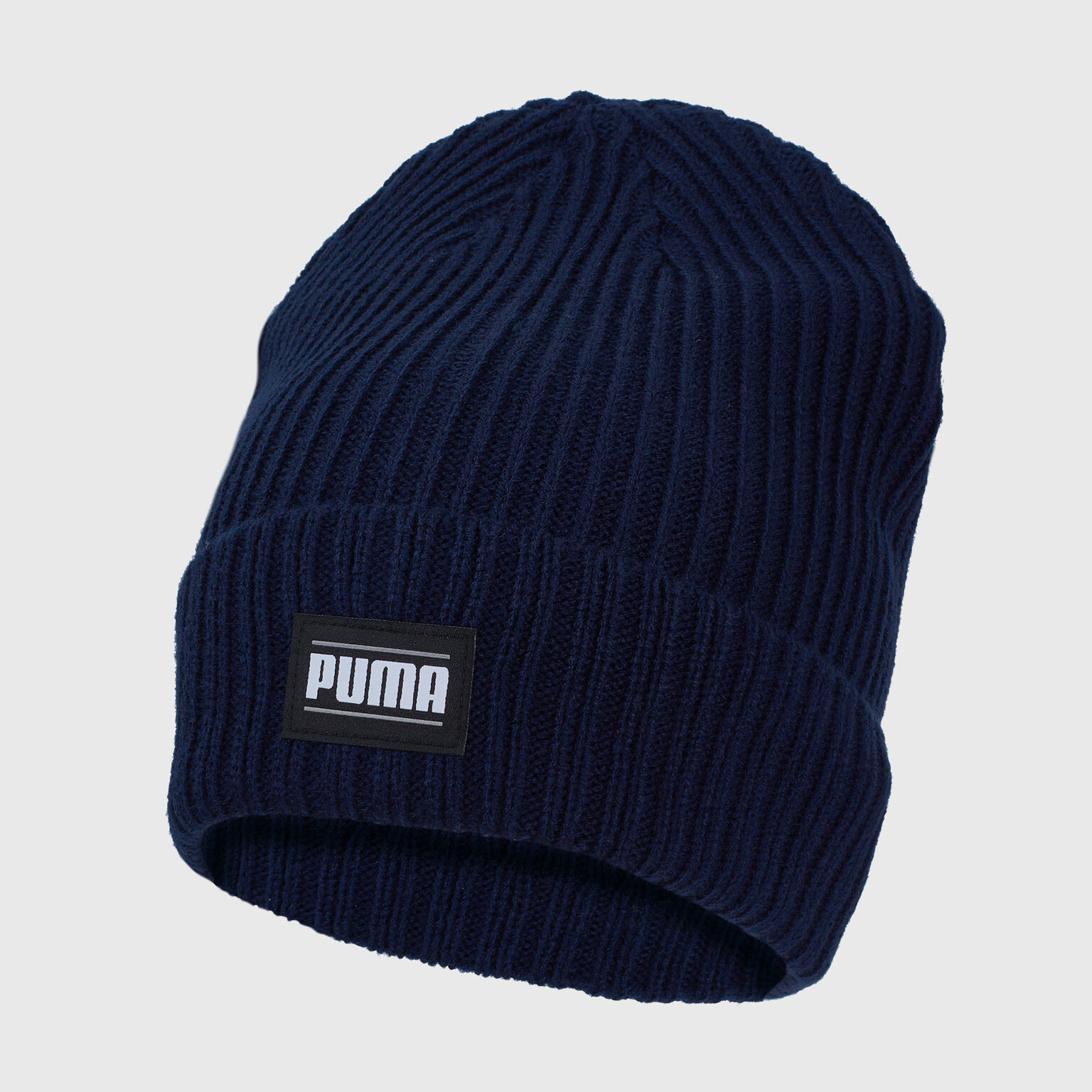 Шапка-бини PUMA Ribbed Classic Cuff Beanie для мужчин и женщин, размер OneSize, темно-синий