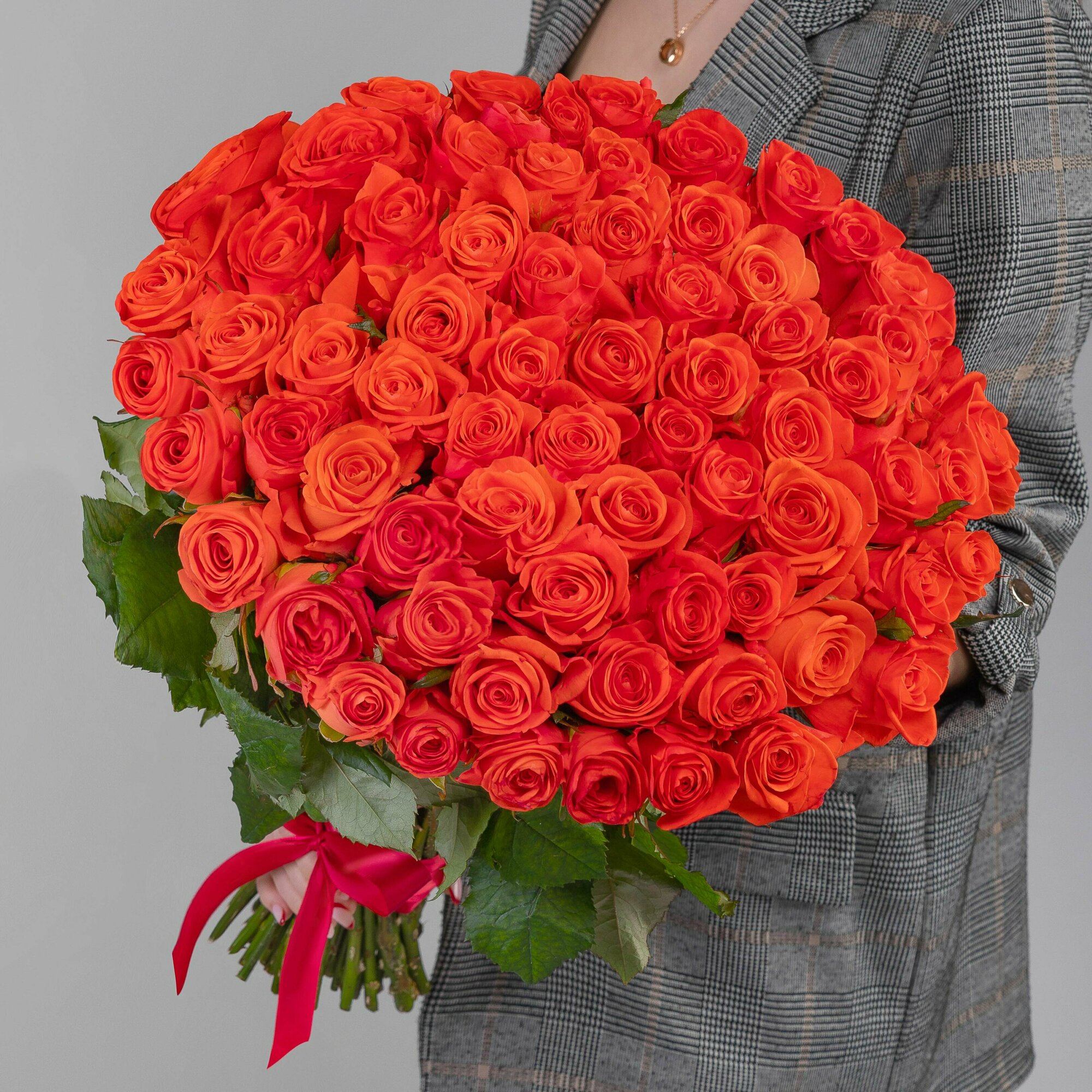 51 Ярко-Оранжевая Роза (40 см.)