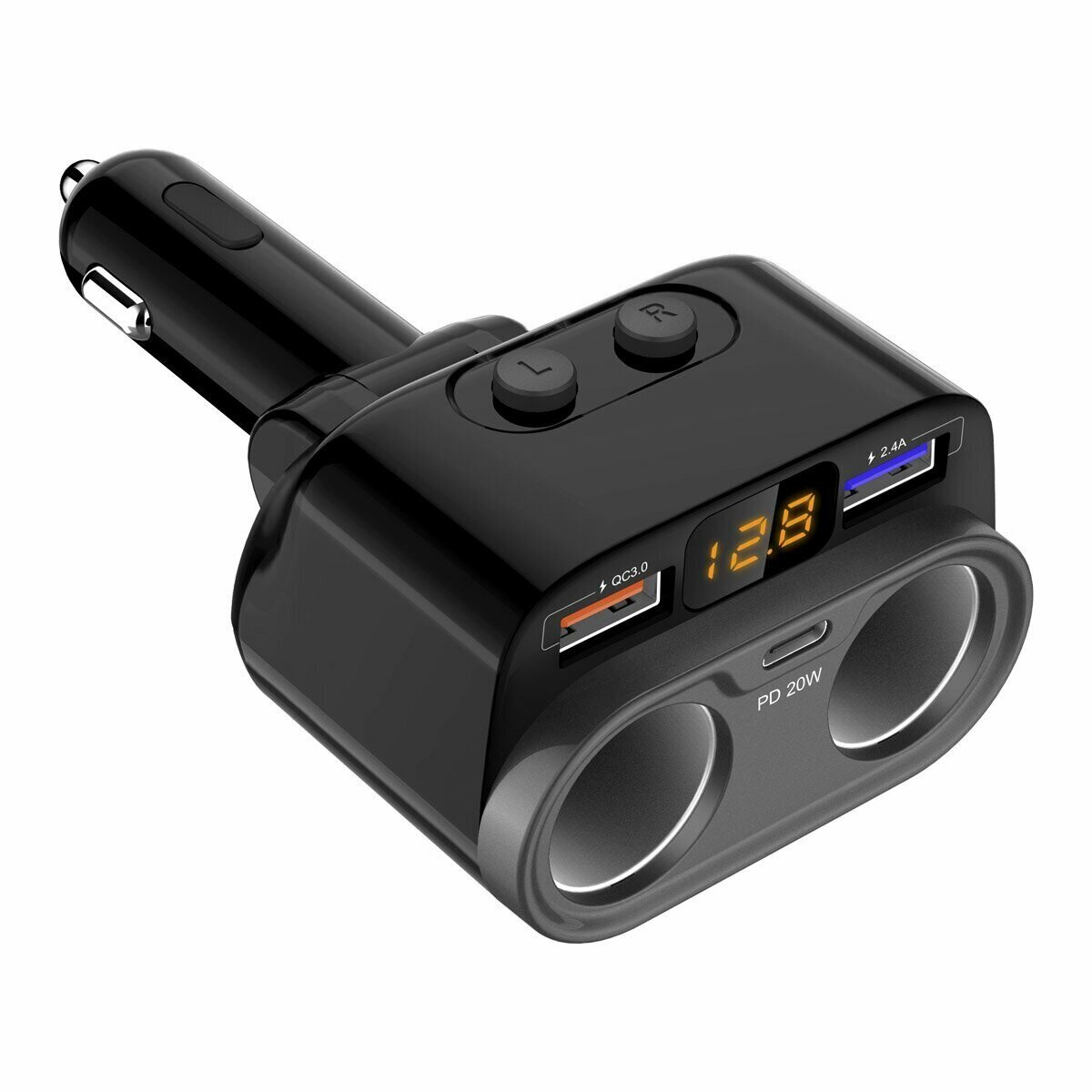 Автомобильный разветвитель прикуривателя Mivo MU-201 / 2xUSB / 150 Вт / QC3.0/ LED — фото 3