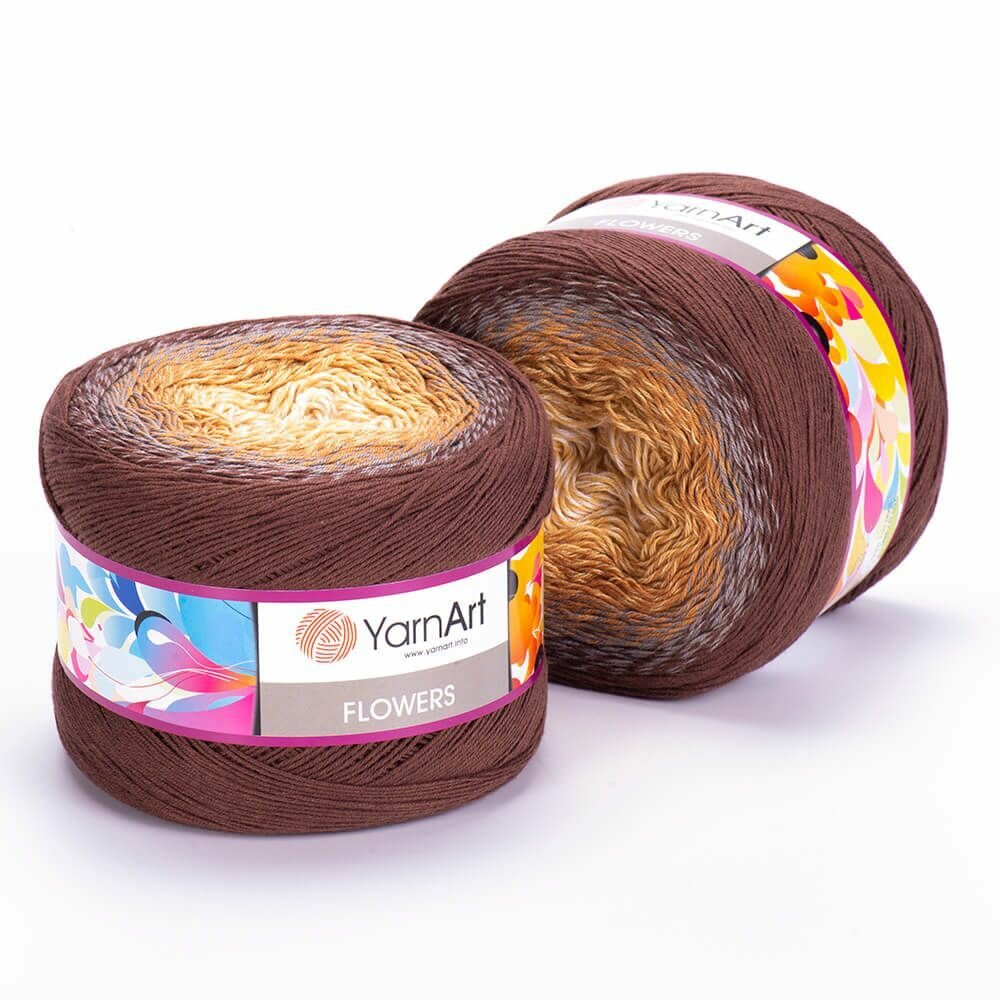 Пряжа Flowers (YarnArt), корич/рыжий - 284, 55% хлопок, 45% полиакрил, 2 мотка, 250 г, 1000 м.