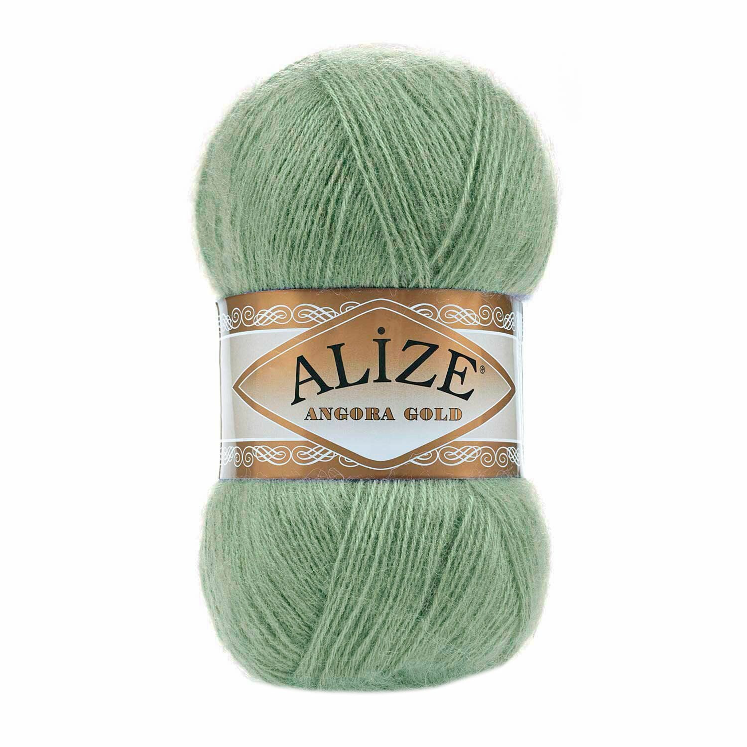 Пряжа Alize Angora Gold зелёный чай (852), 80%акрил/20%шерсть, 550м, 100г, 5шт