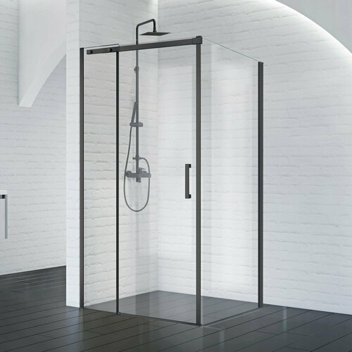 Душевой уголок BelBagno Acqua 120x90 ACQUA-AH-1-120/90-C-NERO стекло прозрачное, профиль черный, без поддона