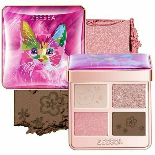 Тени для век, Zeesea, Tipsy Kitty Eyeshadow Quad, тон 02, 3.5 г