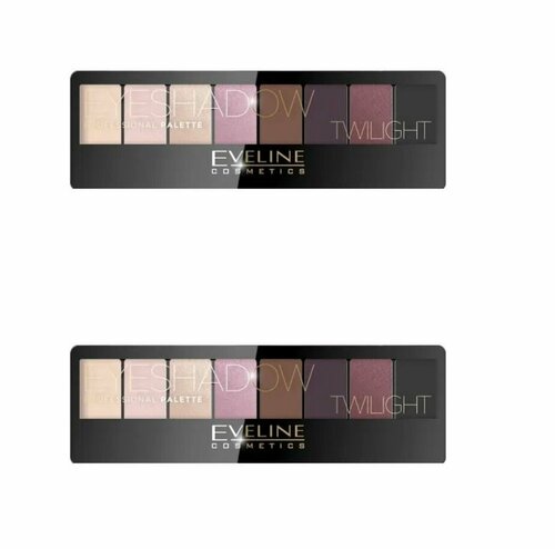 Eveline Cosmetics Палетка теней для век Professional Eyeshadow Palette 02 Twilight, 8 цветов, 2 штуки