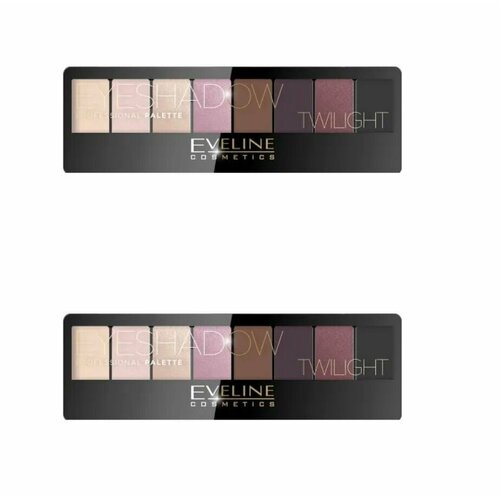 Eveline Cosmetics Палетка теней для век Professional Eyeshadow Palette 02 Twilight, 8 цветов, 2 штуки палитра теней pupa make up stories multi finish eyeshadow palette shade hot flame 18 гр