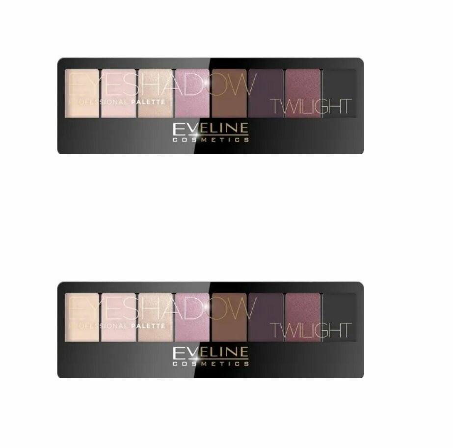 Eveline Cosmetics Палетка теней для век Professional Eyeshadow Palette 02 Twilight, 8 цветов, 2 штуки