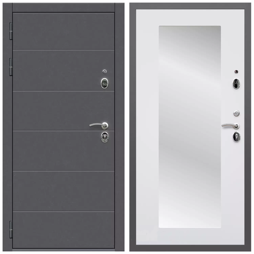 Дверь входная Армада Роуд / ФЛЗ-Пастораль, Белый матовый МДФ панель 16 мм с зеркалом