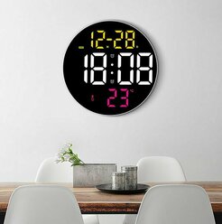 Настенные часы настольные часы LED CLOCK , белые с желтый;розовый светом / календарь, будильник, термометр 8010