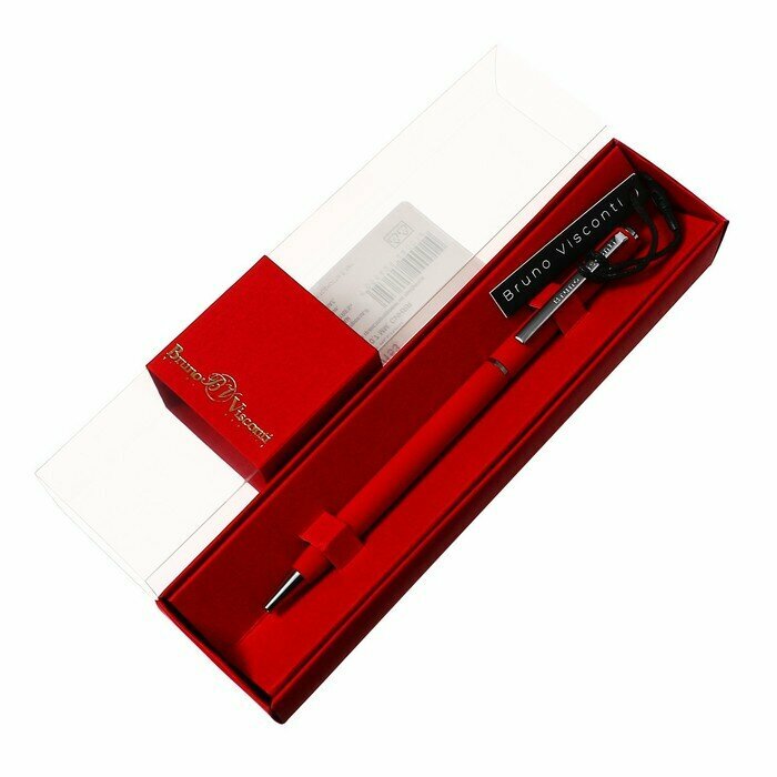 BrunoVisconti Ручка шариковая поворотная, 0.7 мм, BrunoVisconti PALERMO, стержень синий, металлический корпус Soft Touch красный, в красном футляре