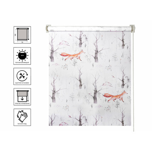 Штора рулонная PRAKTO PRINT 70х160см Лесные друзья лисы, день