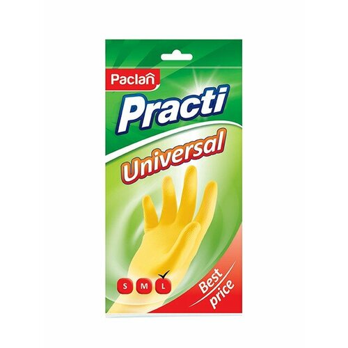 Paclan Перчатки резиновые Universal (L) желтые, 1 пара