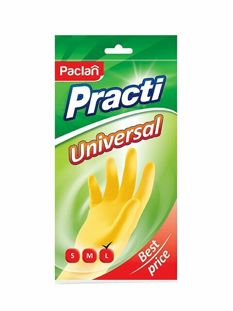 Paclan Перчатки резиновые Universal (L) желтые, 1 пара