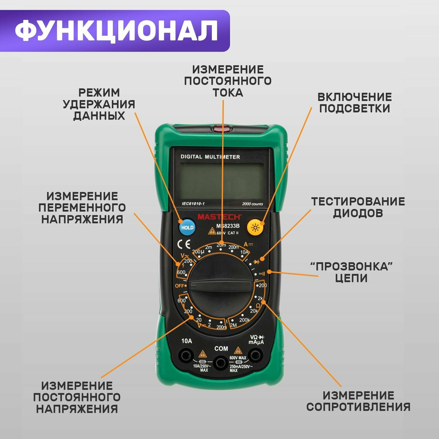 Мультиметр MASTECH MS8233B [13-2016] - фото №2