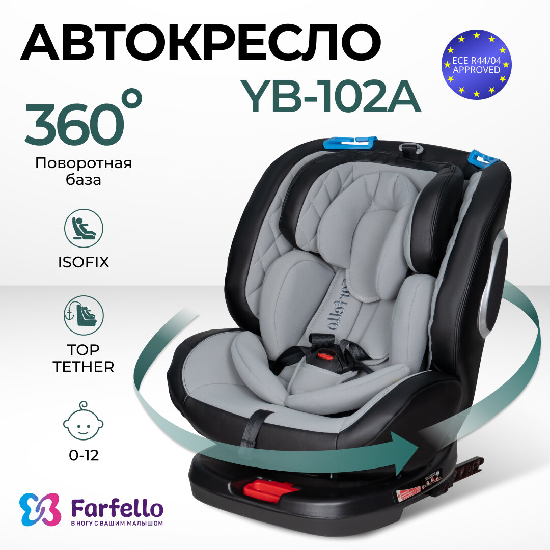 Автокресло детское ISOFIX Farfello YB102A от 0 до 12 лет от 0 до 36 кг экокожа в комплекте анатомический вкладыш