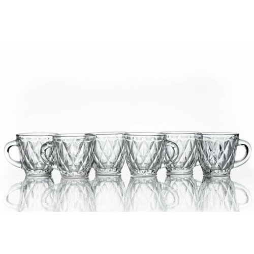 Набор из 6 чашек с рельефным декором, стекло, СССР, 1970-1990 гг.