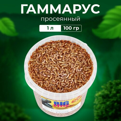Корм Big Tiny, для красноухих черепах, высушенные организмы, гаммарус 100г/1л.